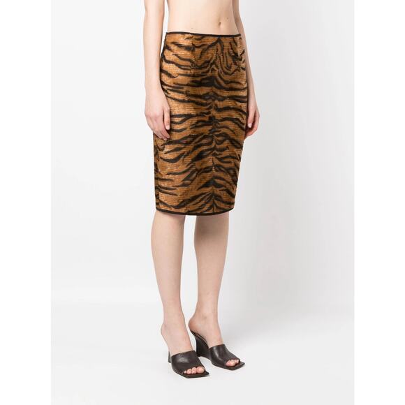 VINTAGE 90'S GIANFRANCO FERRE FUZZY ANIMAL PRINT SKIRT ITALY 44 FARFETCH - Picture 7 of 8